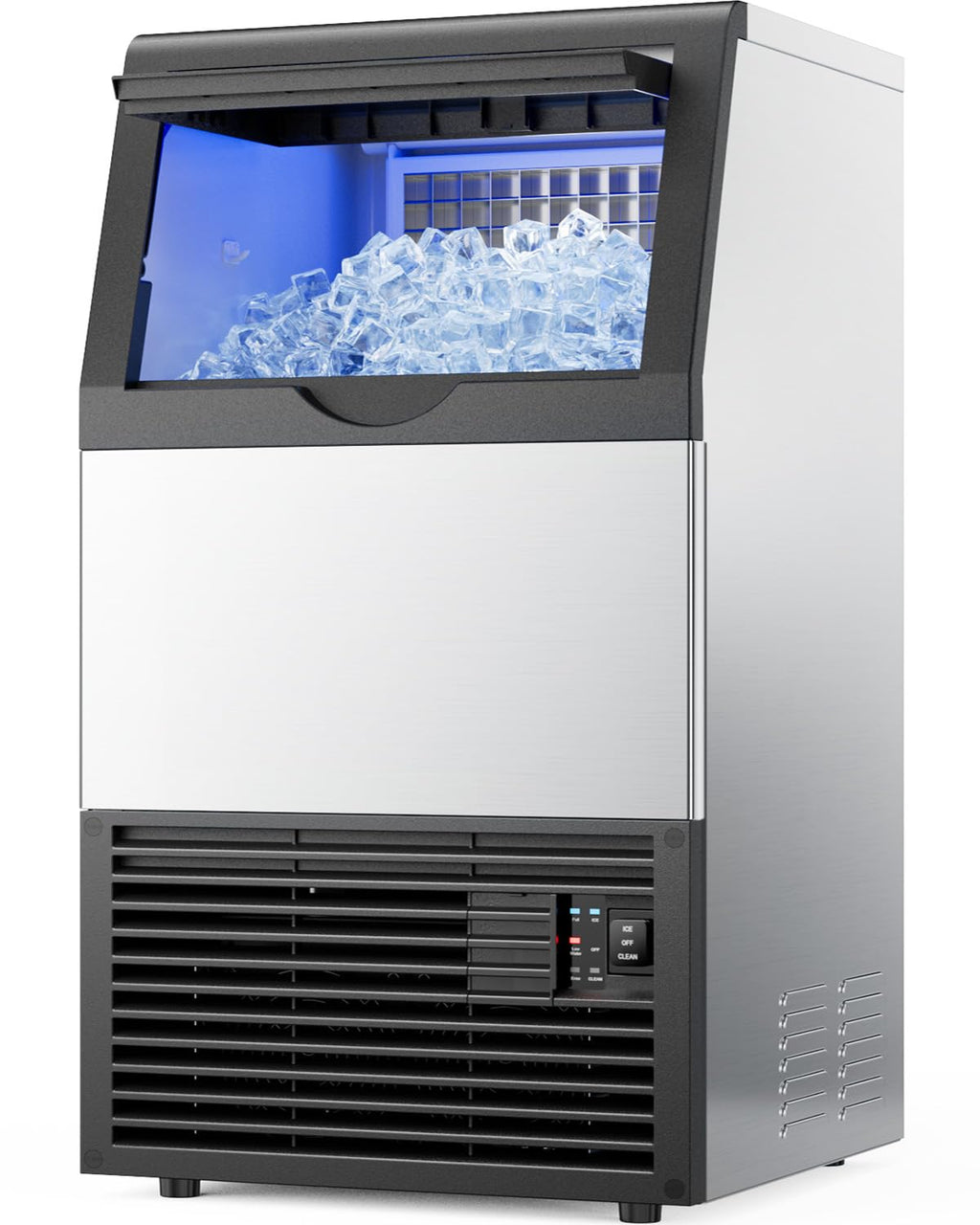 Commercial Ice Maker Machine, 100lbs/24H with 33lbs Ice Storage Under Counter Ice Machine, Stainless Steel Built-in Freestanding Ice Maker Self-Cleaning for Home Bar