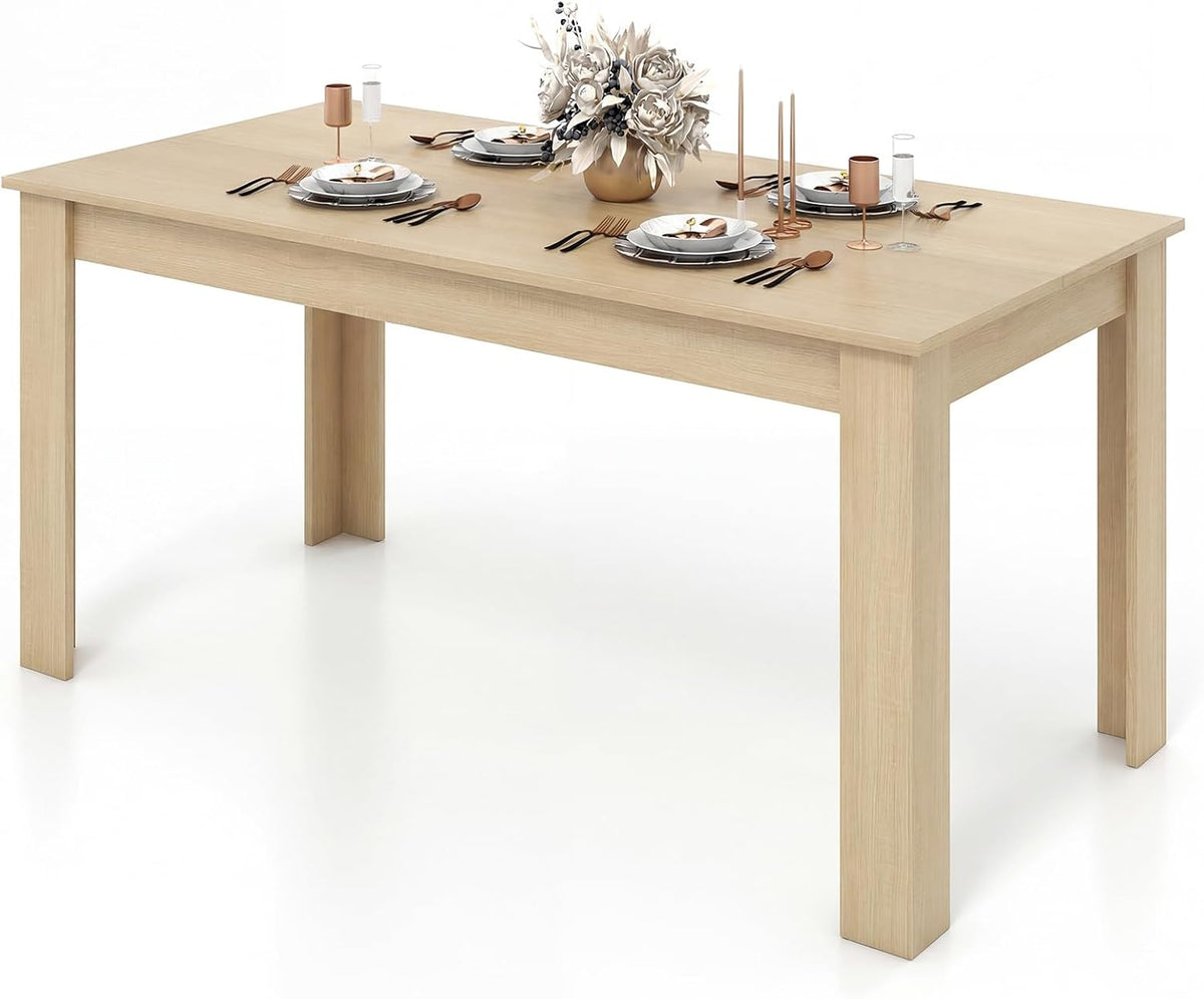 Dining Table for 4-6, 63" L Large Farmhouse Kitchen Table, Wooden Rectangular Dinner Table for Living Dining Room, Home Office, Dinette, 330LBS Capacity, Natural