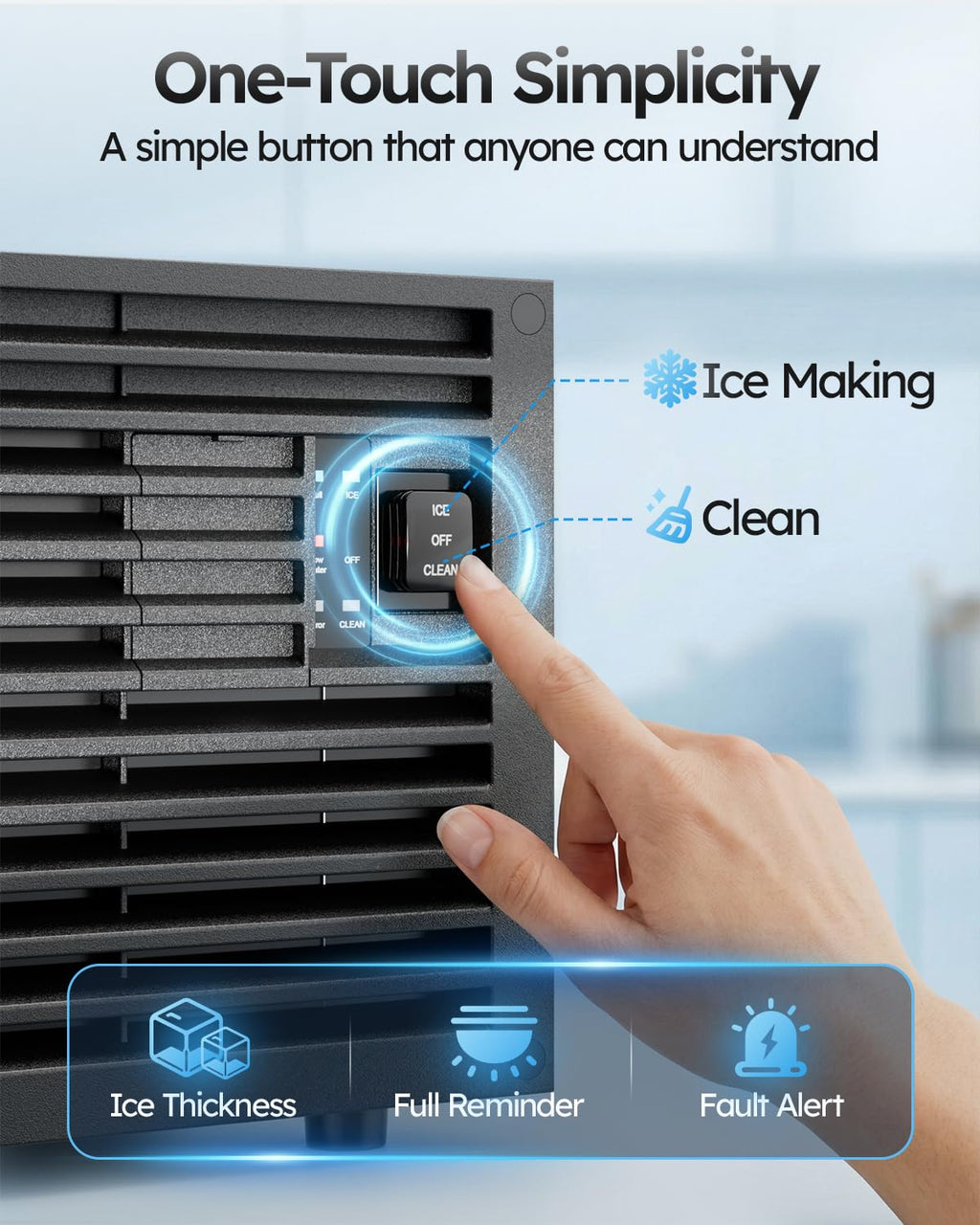 Commercial Ice Maker Machine, 100lbs/24H with 33lbs Ice Storage Under Counter Ice Machine, Stainless Steel Built-in Freestanding Ice Maker Self-Cleaning for Home Bar