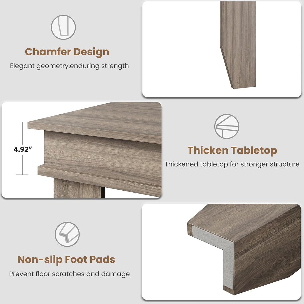 Farmhouse Dining Table for 6-8 People, 71 in Long Kitchen Tables with Wooden Sturdy Frame, 6 ft Large Rectangular Dinner Table for Dining Room, Kitchen, Grey Walnut, 71" Non-extendable
