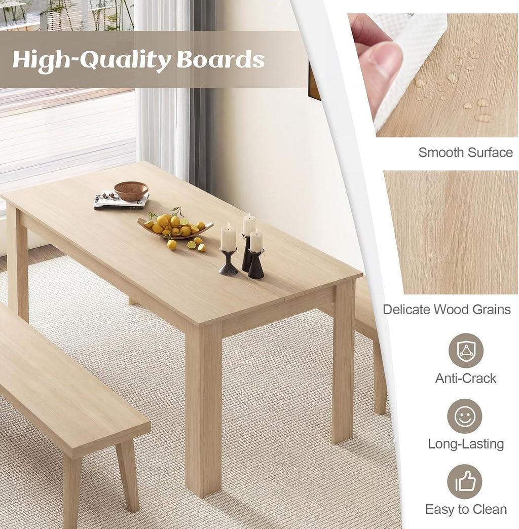 Dining Table for 4-6, 63" L Large Farmhouse Kitchen Table, Wooden Rectangular Dinner Table for Living Dining Room, Home Office, Dinette, 330LBS Capacity, Natural