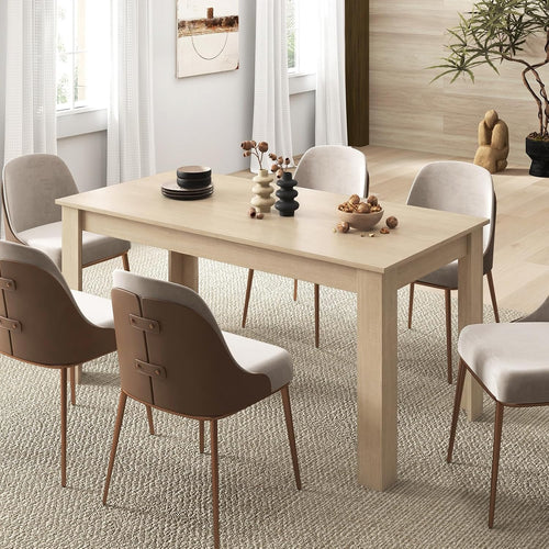 Dining Table for 4-6, 63" L Large Farmhouse Kitchen Table, Wooden Rectangular Dinner Table for Living Dining Room, Home Office, Dinette, 330LBS Capacity, Natural