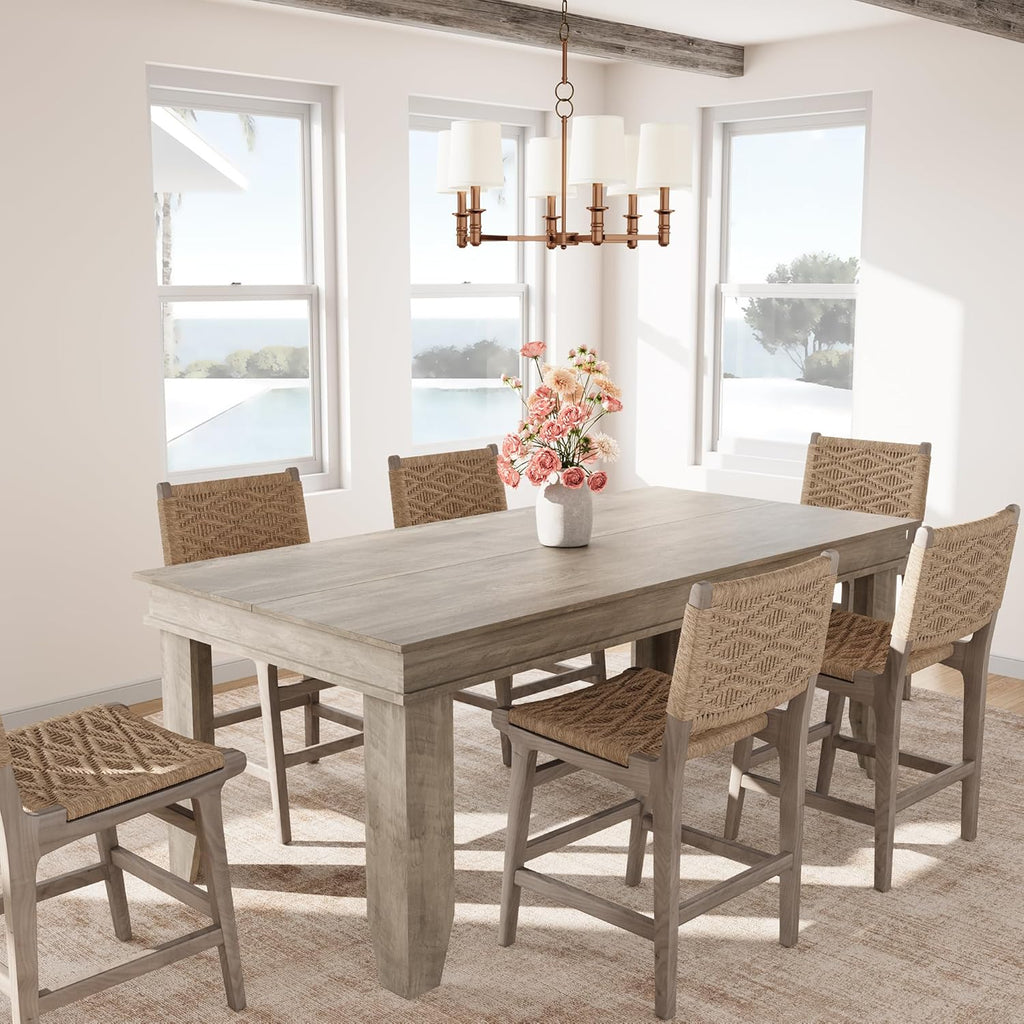 Farmhouse Dining Table for 6-8 People, 71 in Long Kitchen Tables with Wooden Sturdy Frame, 6 ft Large Rectangular Dinner Table for Dining Room, Kitchen, Grey, 71" Non-extendable