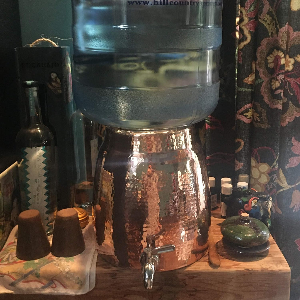 Niagara Water Dispenser | 100% Pure Copper, Heavy Gauge Water Container, Hand Hammered | 2+ Gallon Capacity, Fits 2–5 Gallon Jugs | Lid & Stainless Steel Spigot Included